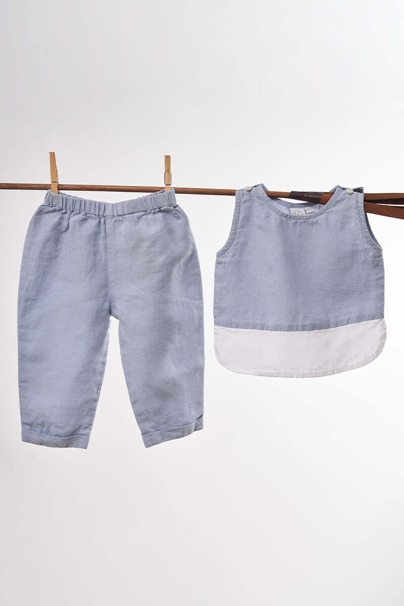 2 Colour Shirt & Trousers Set - Chi Linen