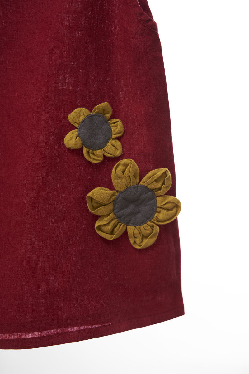 Cherry Tie-Up Shoulder Flower Frock - Chi Linen