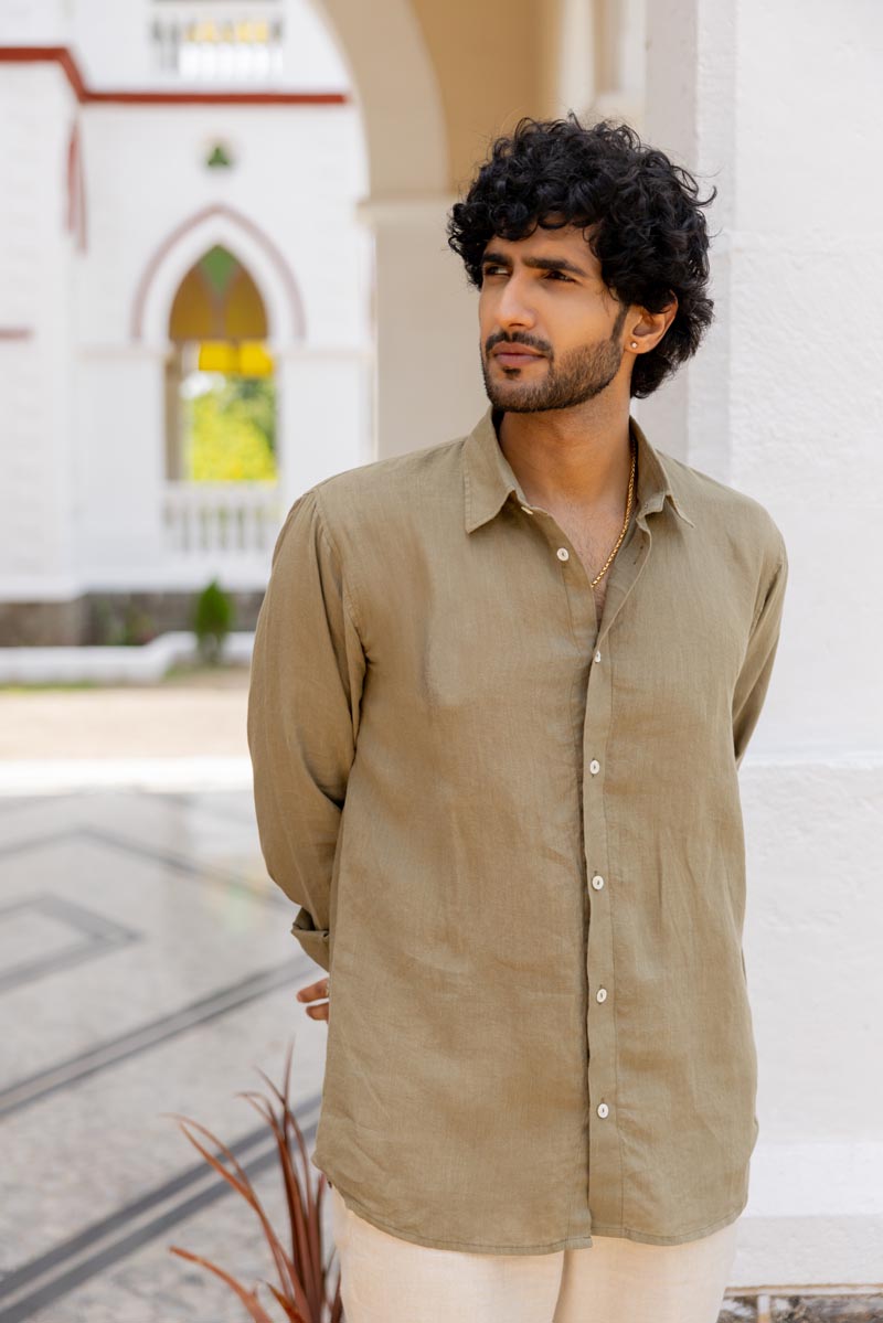 Classic Collar Olive Shirt
