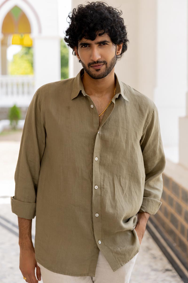 Classic Collar Olive Shirt