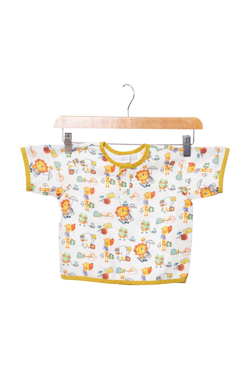 Printed Drawstring Shirt & Shorts Set