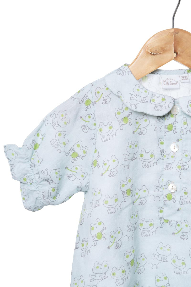 Printed Puff-Sleeve Romper