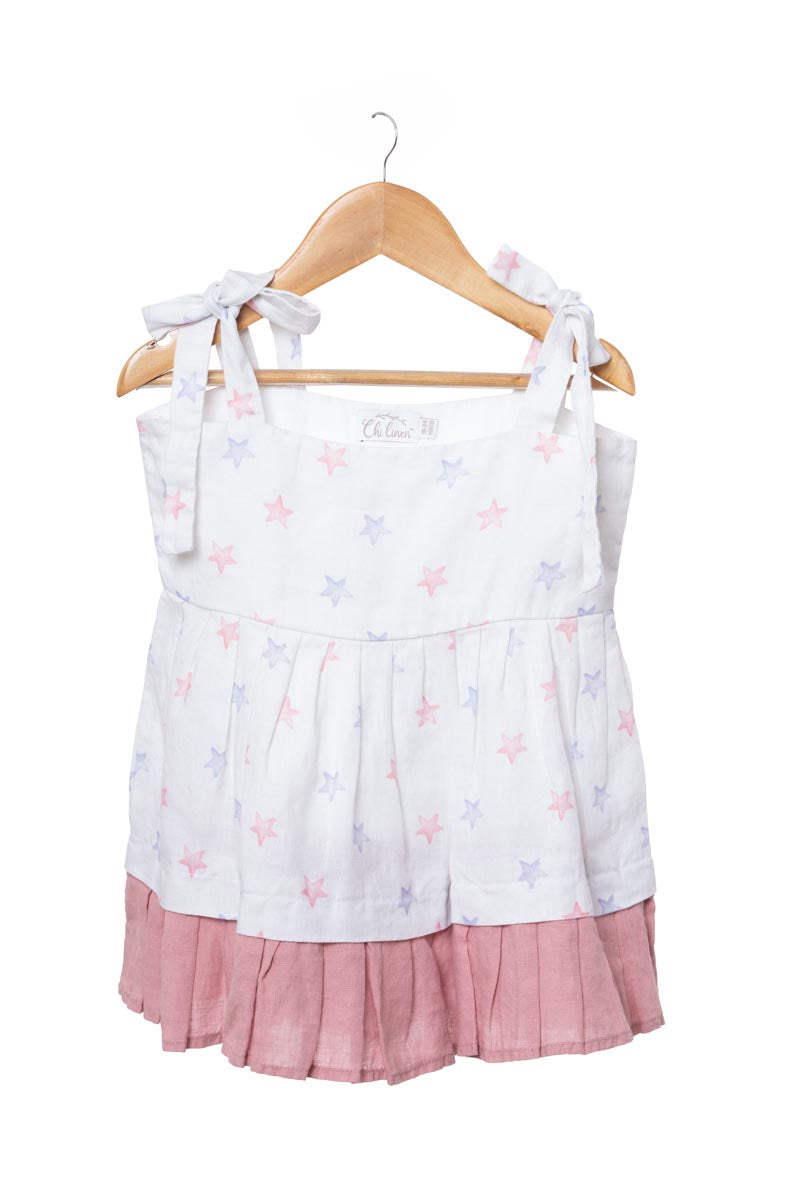 Printed Tie-Up Ribbon Dress