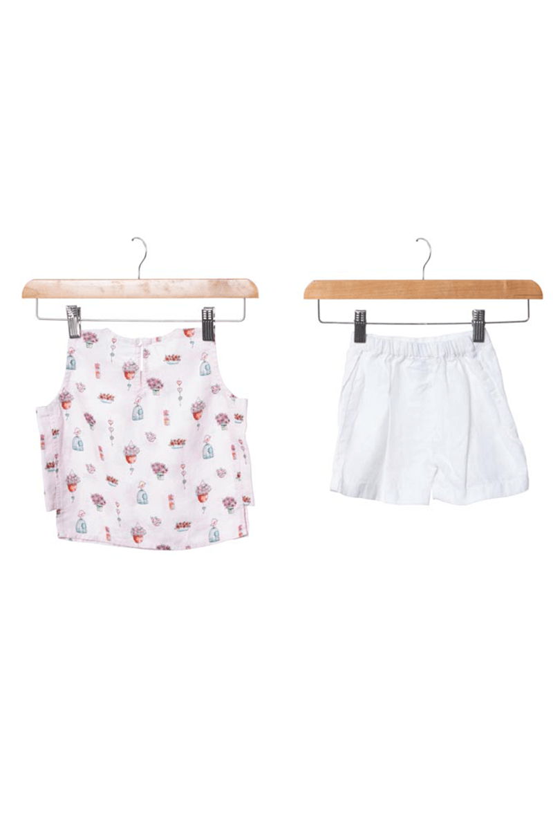 Peter pan collar top & skorts set