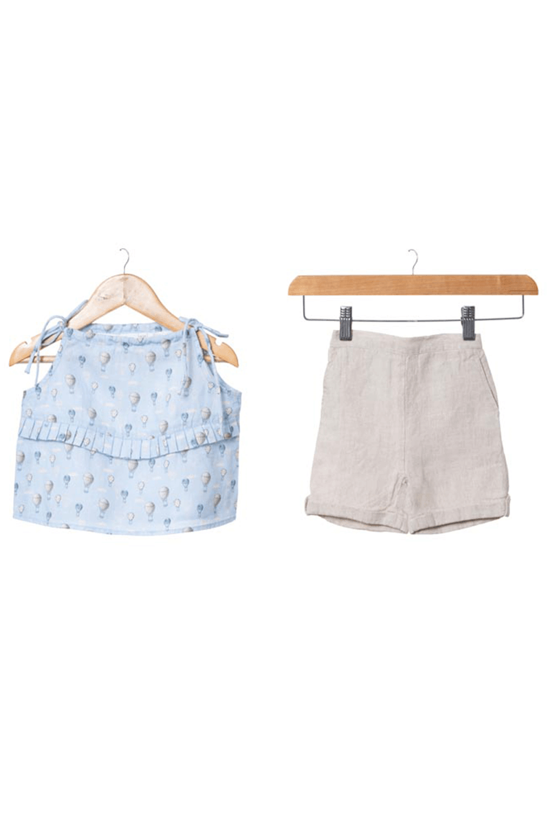 Linen tie strap pleated co-ords