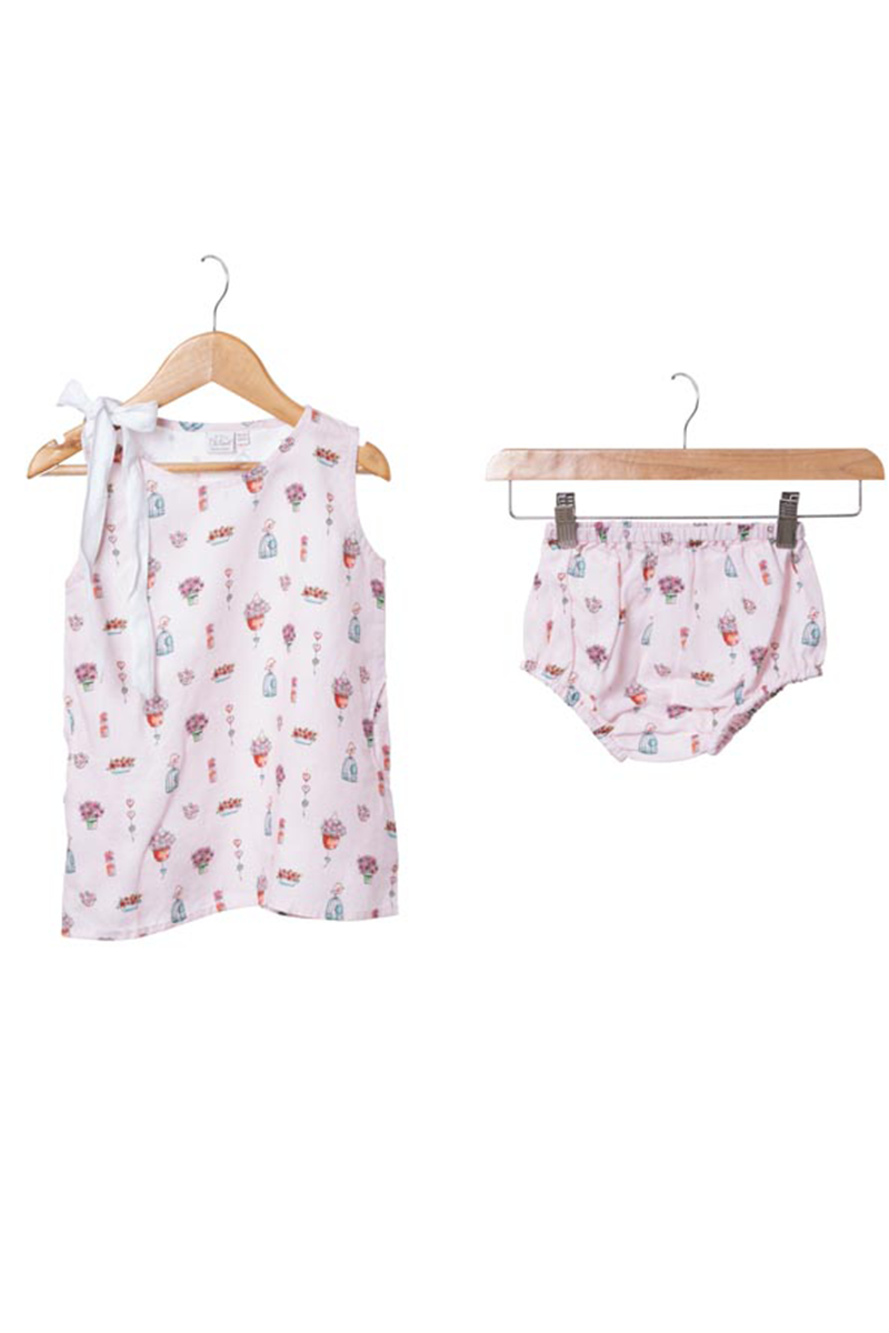 Printed One-Shoulder Tie-Up Dress