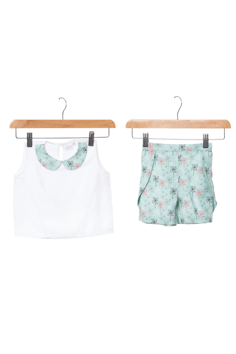 Princessline Toddlers Co-ords Set White Top & Printed shorts
