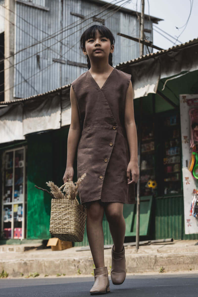 Cross overlap frock - Chi Linen
