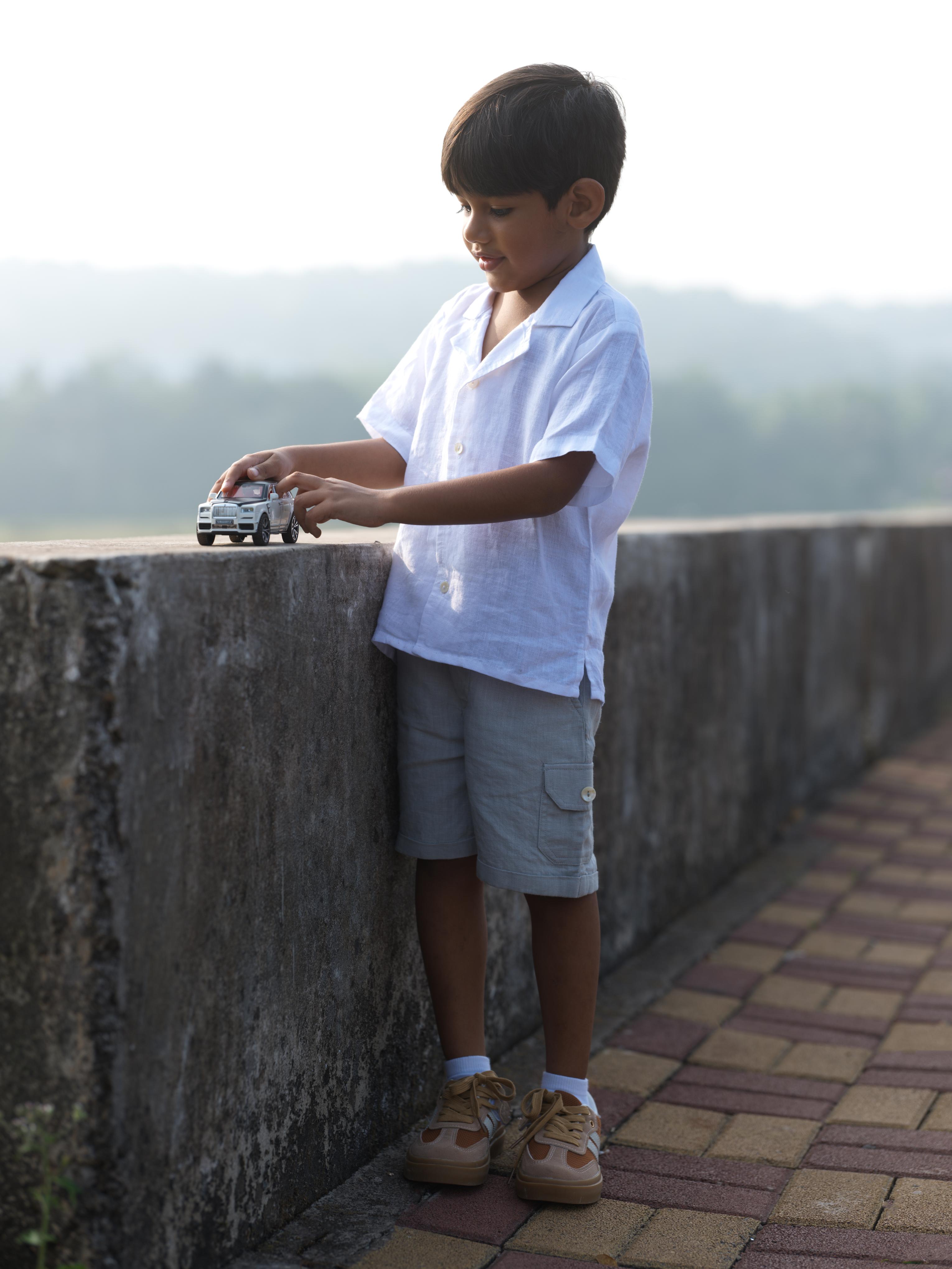 Boys Cuban Collar Shirt White