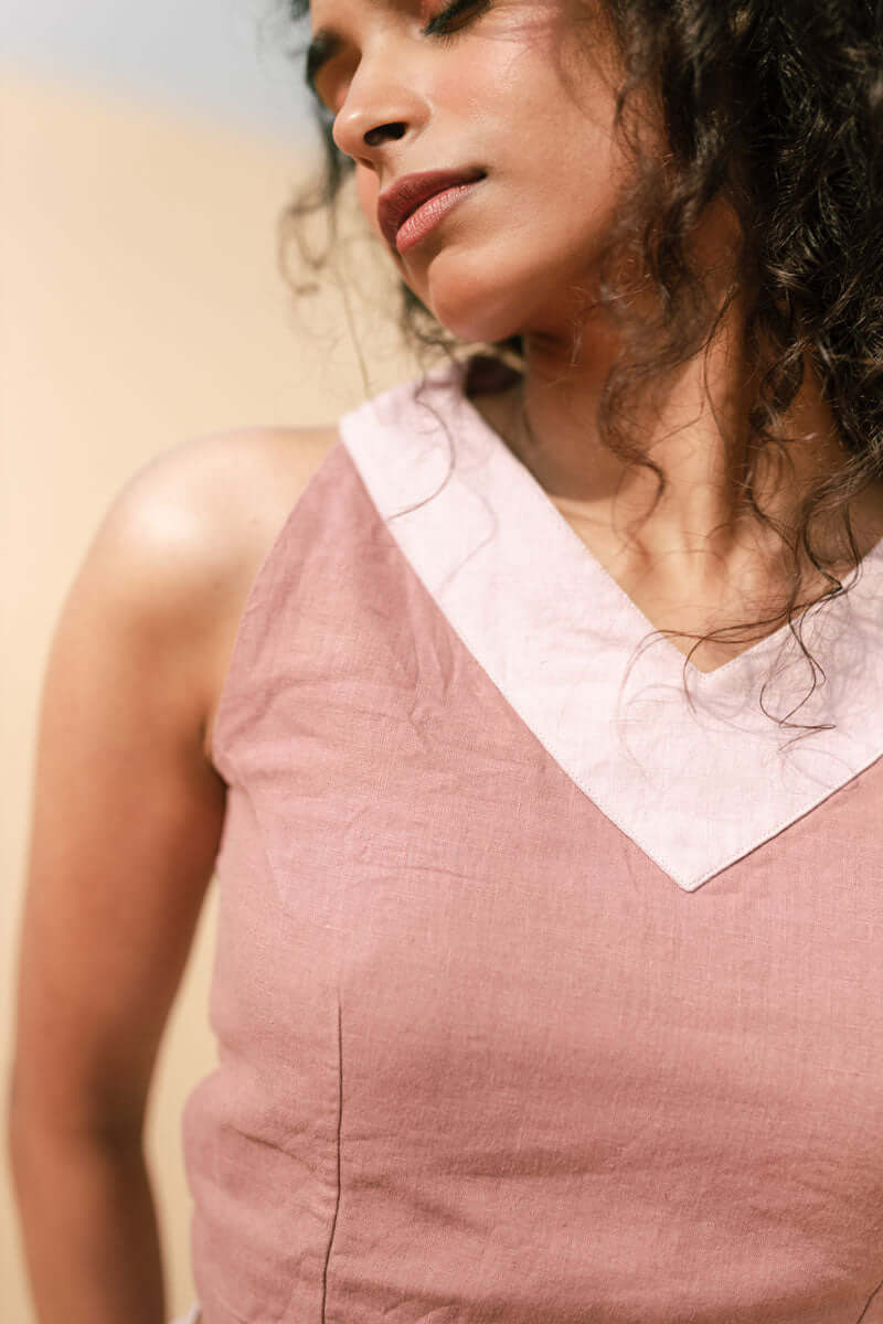 V-back top and high waisted trouser co-ords - Chi Linen