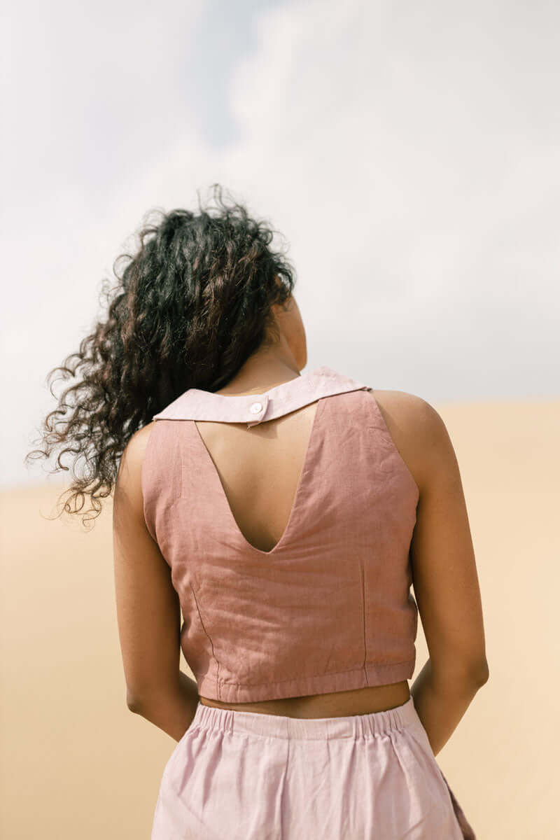 V-back top and high waisted trouser co-ords - Chi Linen
