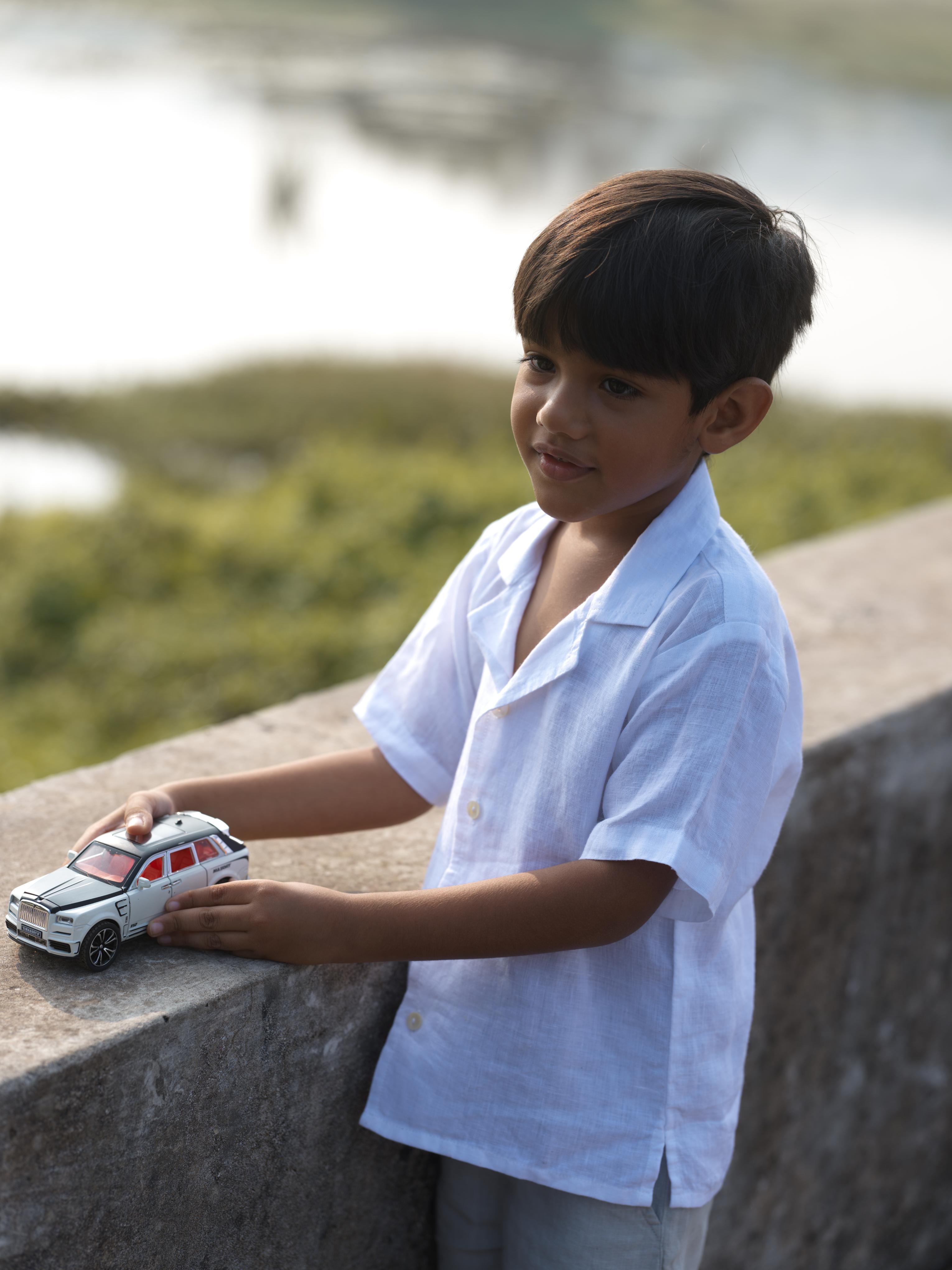 Boys Cuban Collar Shirt White