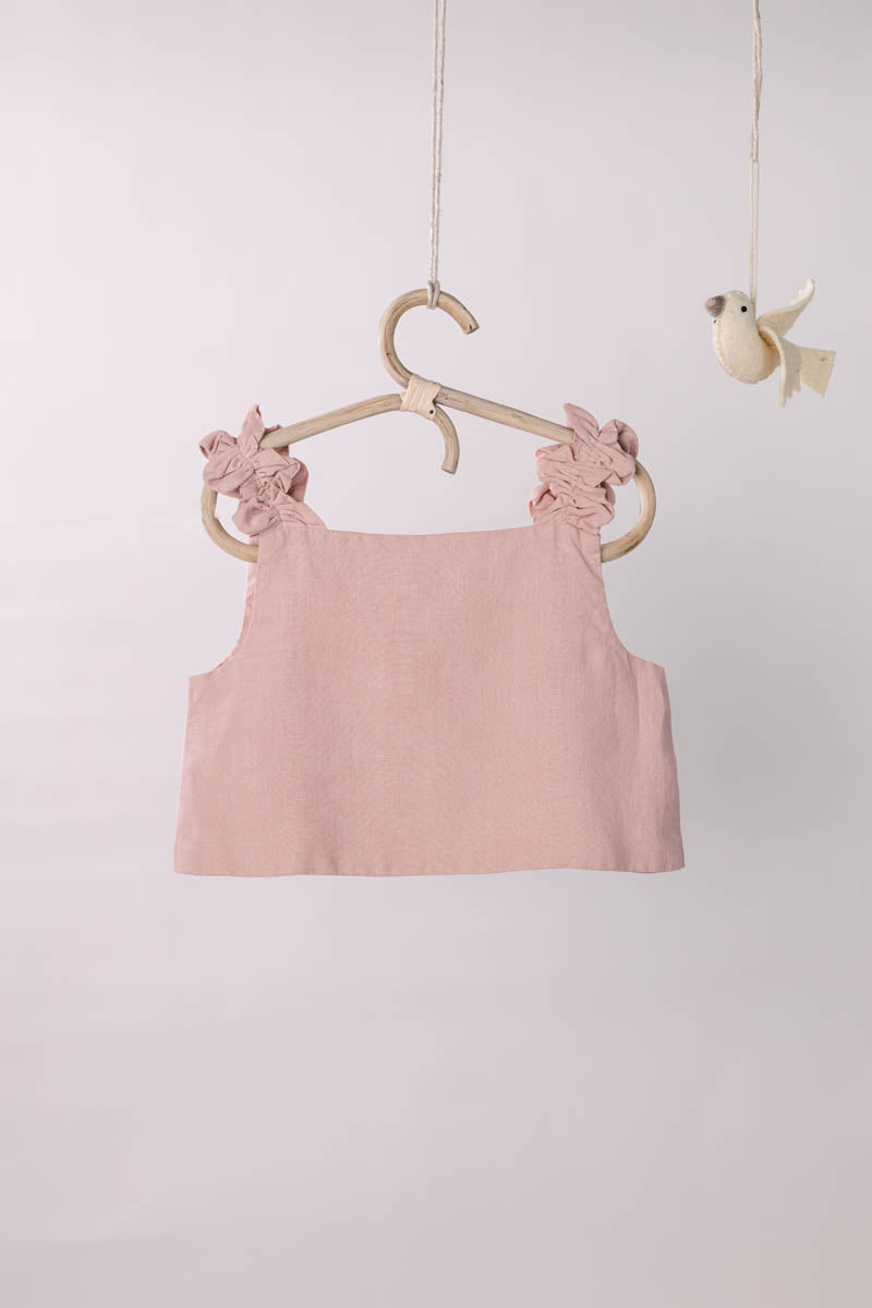 Ribbon Ruffle Top - Chi Linen