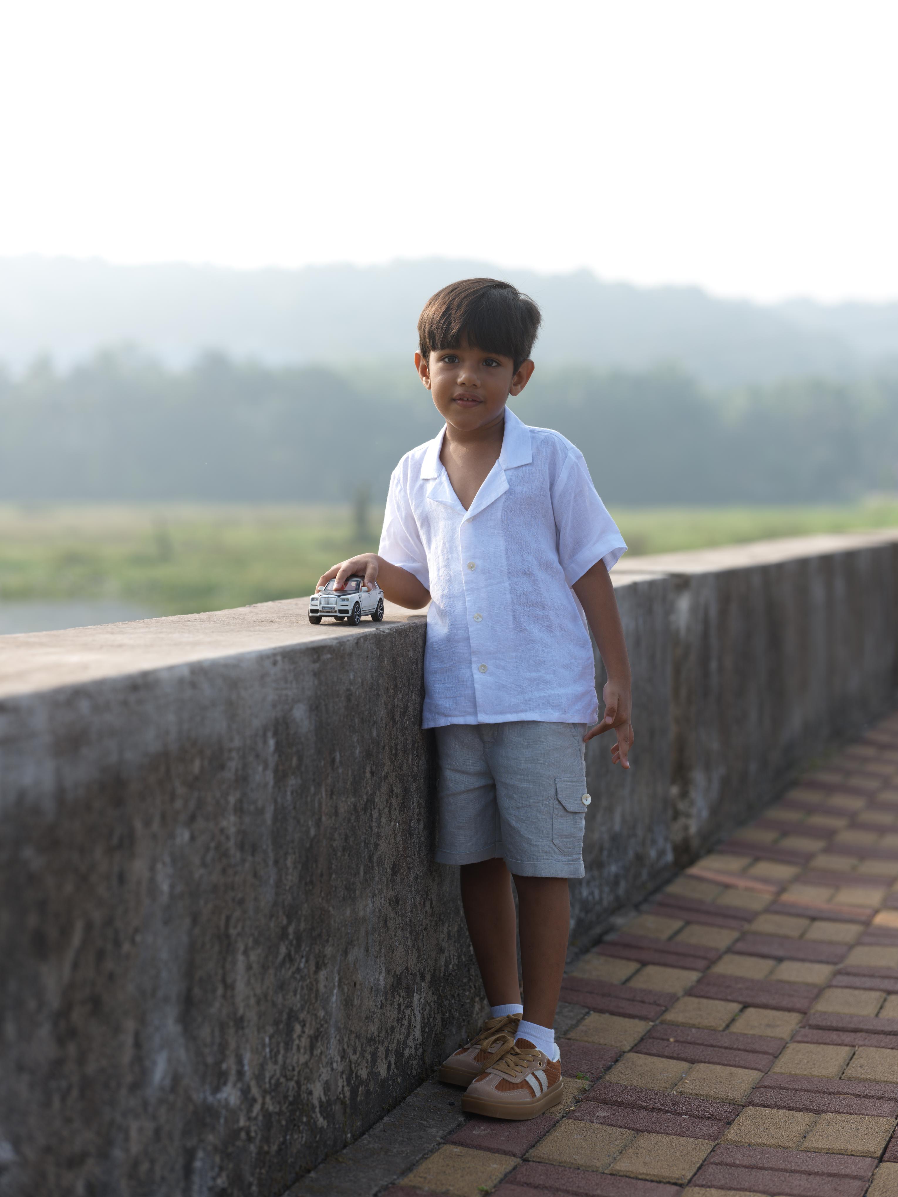 Boys Cuban Collar Shirt White