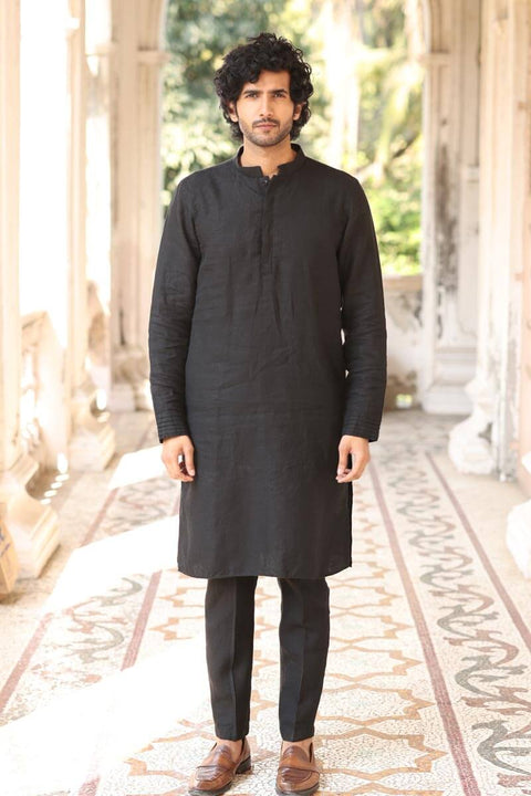 Black Kurta Set | linen kurta set for men