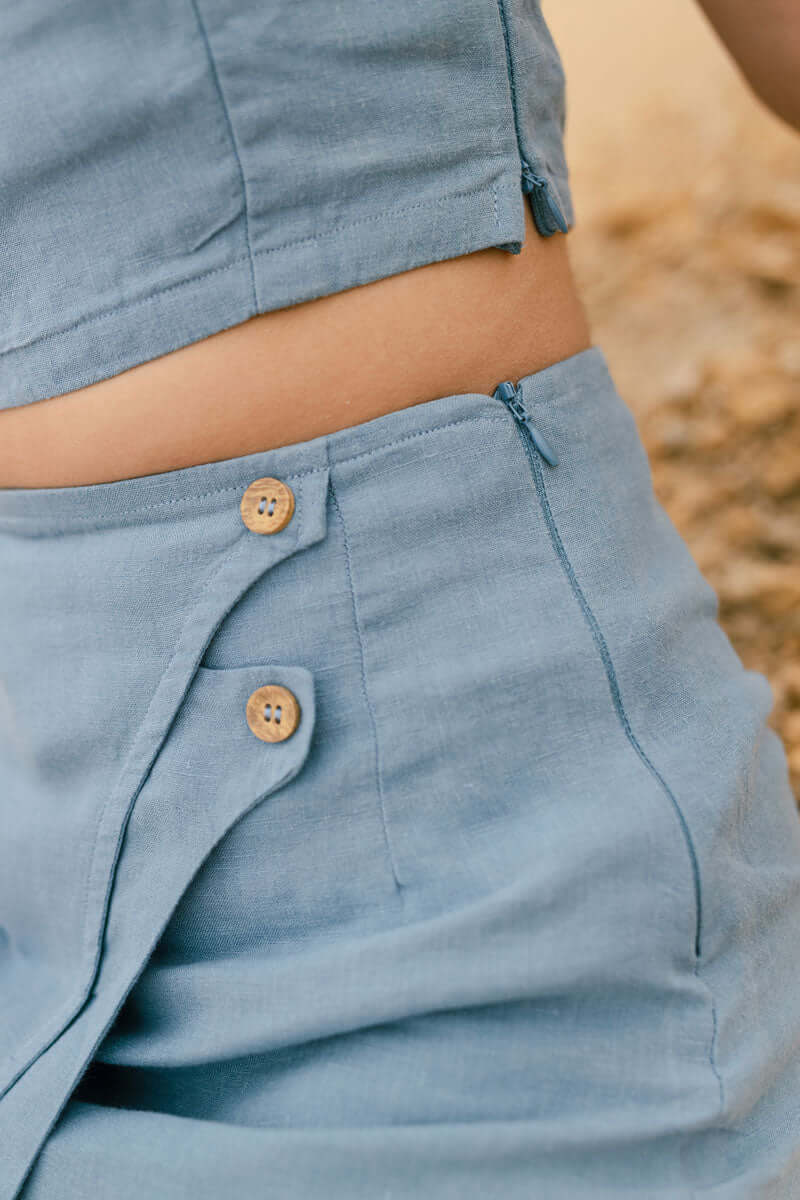 Double strap top with skirt co-ords - Chi Linen