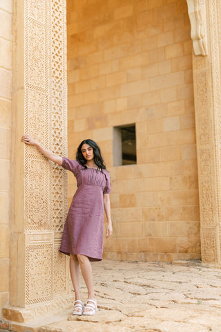 Puff sleeve casual dress - Chi Linen