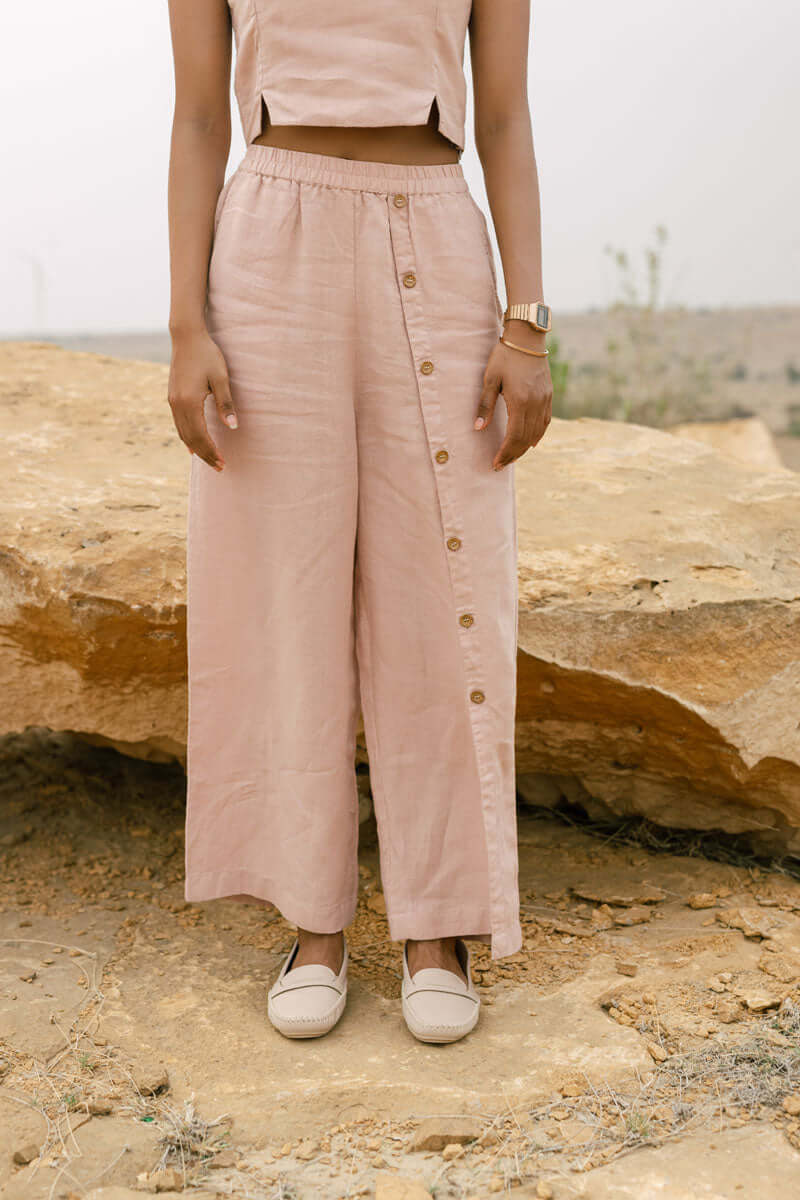 Crop top with slit trouser - Chi Linen