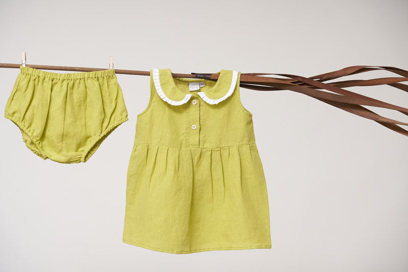 Pleated Collar Frock - Chi Linen