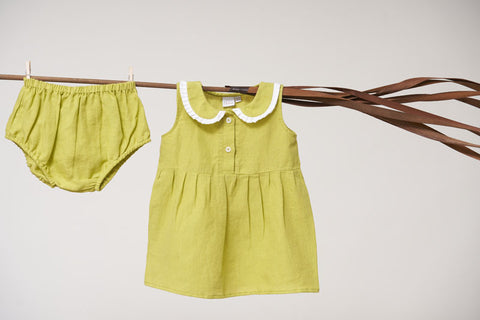 Pleated Collar Frock - Chi Linen
