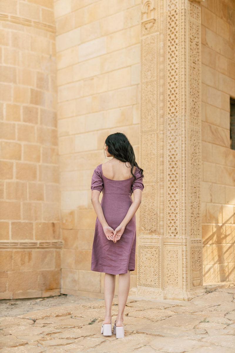 Puff sleeve casual dress - Chi Linen