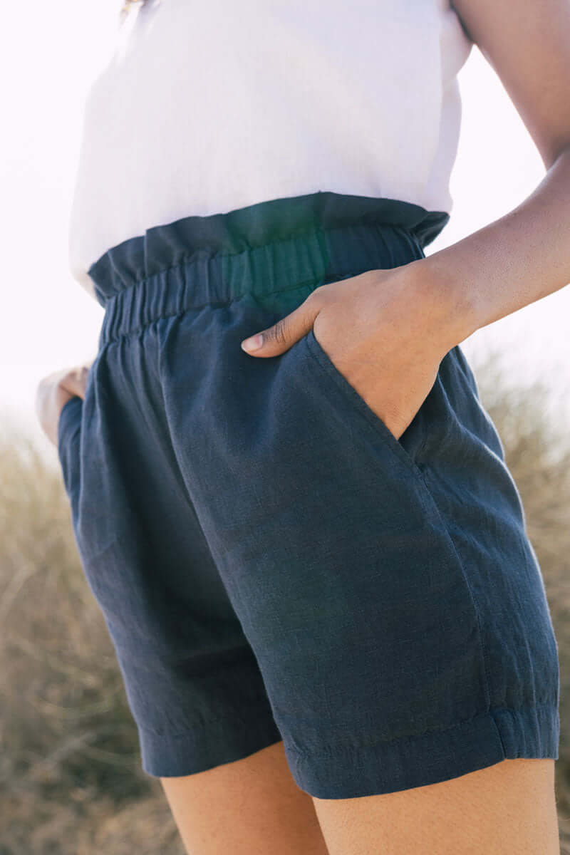 Frill waist shorts - Chi Linen