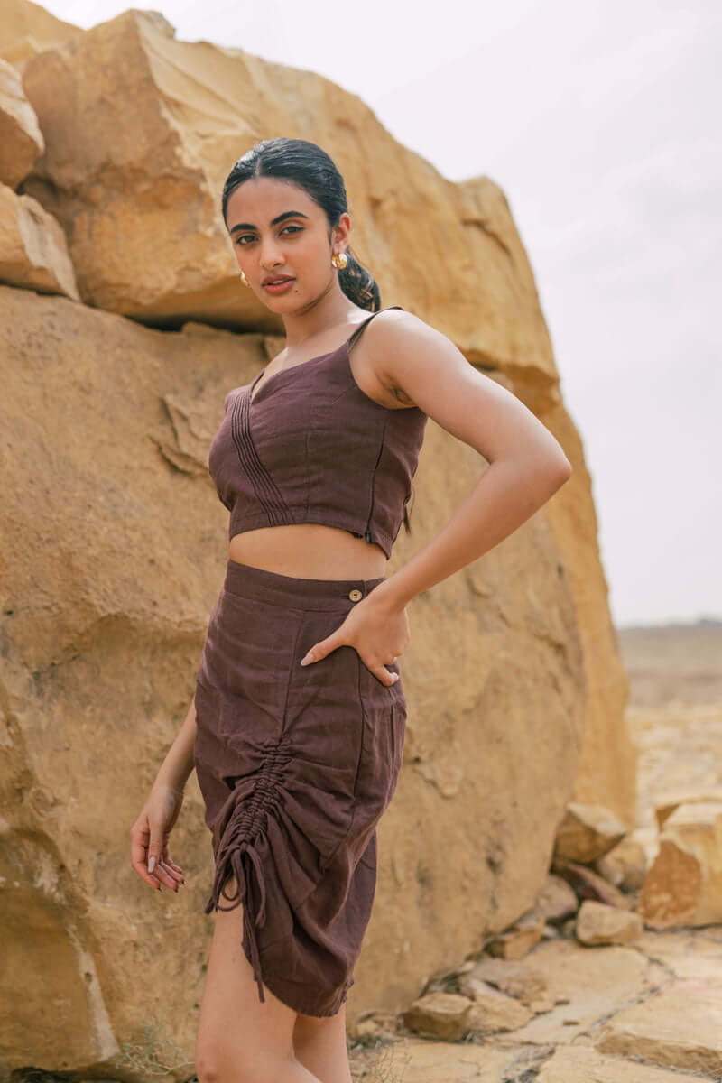 Drawstring skirt with bustier top - Chi Linen