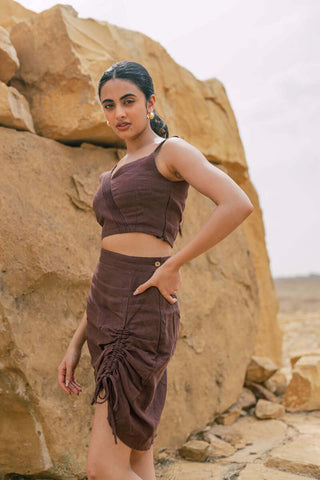 Drawstring skirt with bustier top - Chi Linen