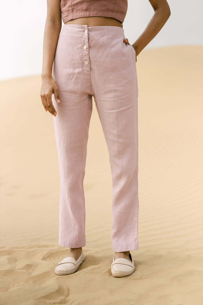 V-back top and high waisted trouser co-ords - Chi Linen