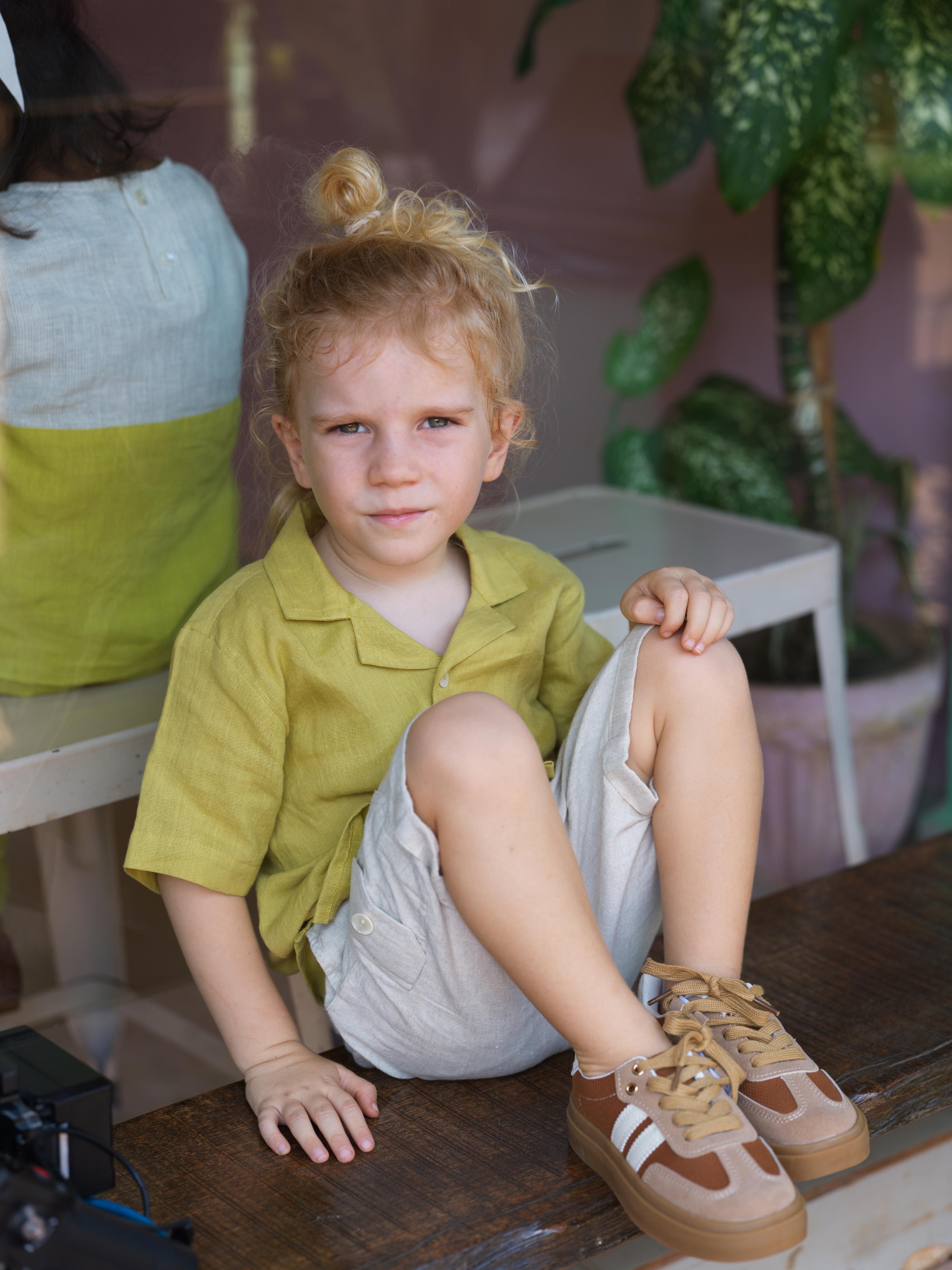 Boys Cuban Collar Shirt Kiwi Green