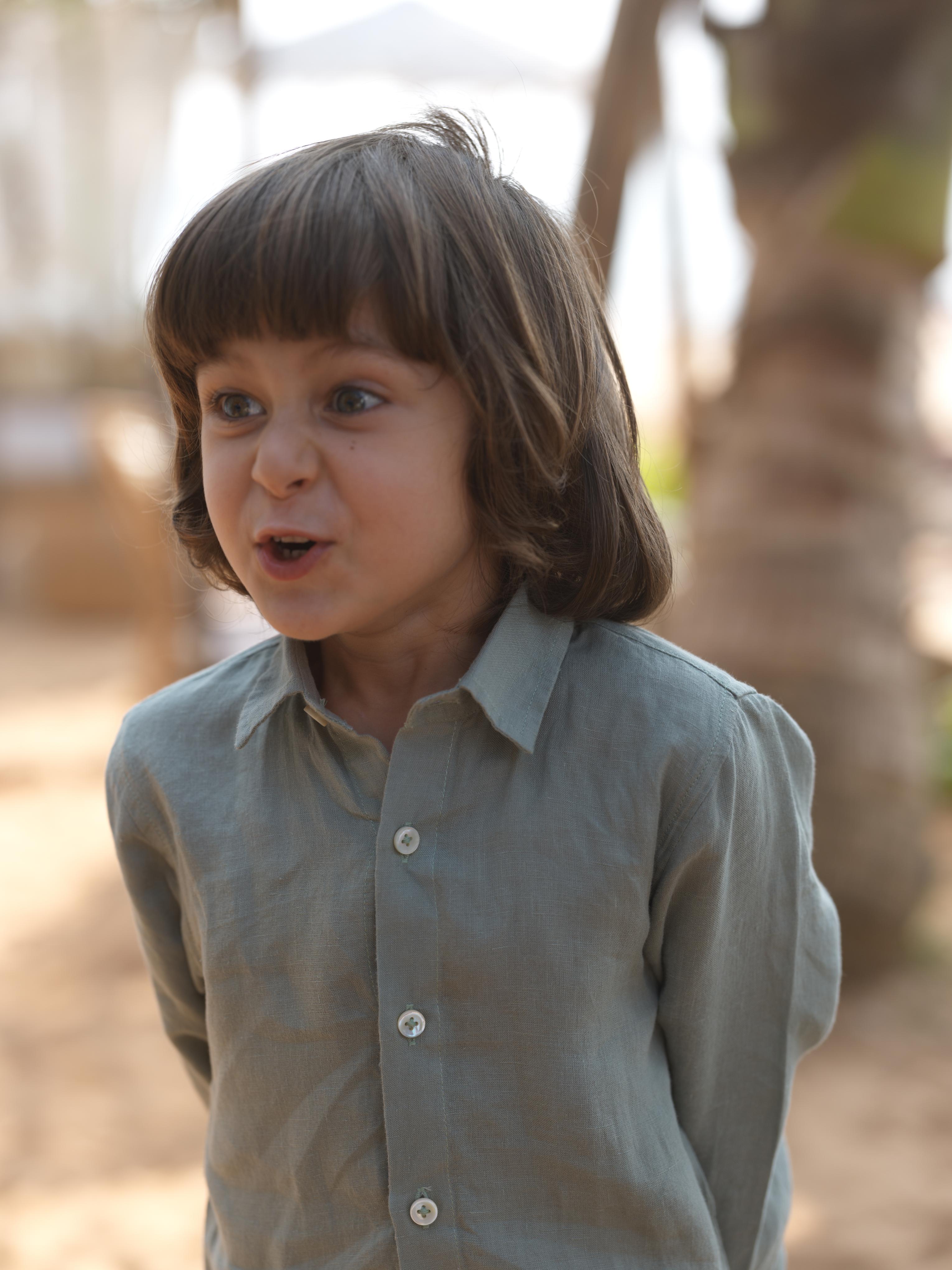 Boys Regular Collar Shirt Sage Green