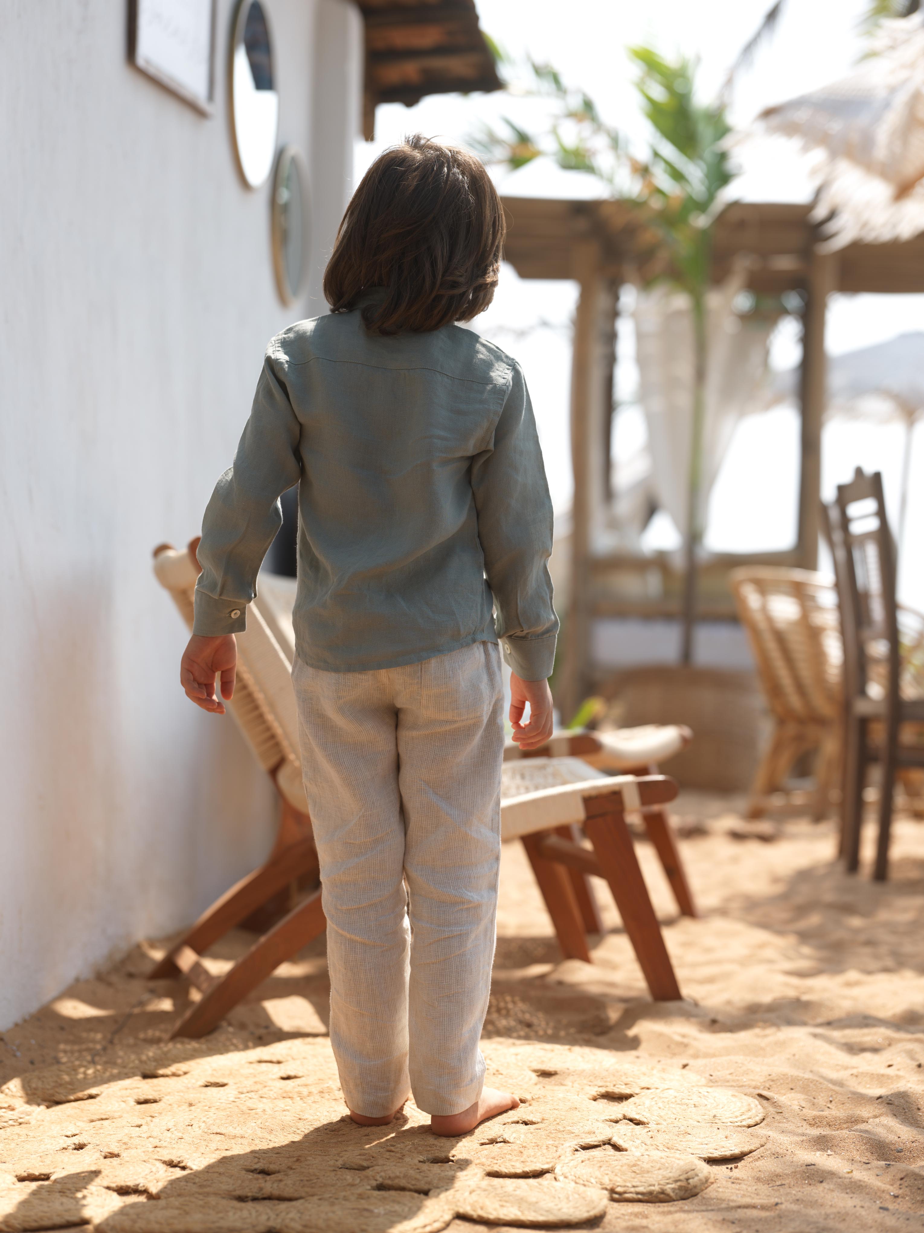 Boys Regular Collar Shirt Sage Green