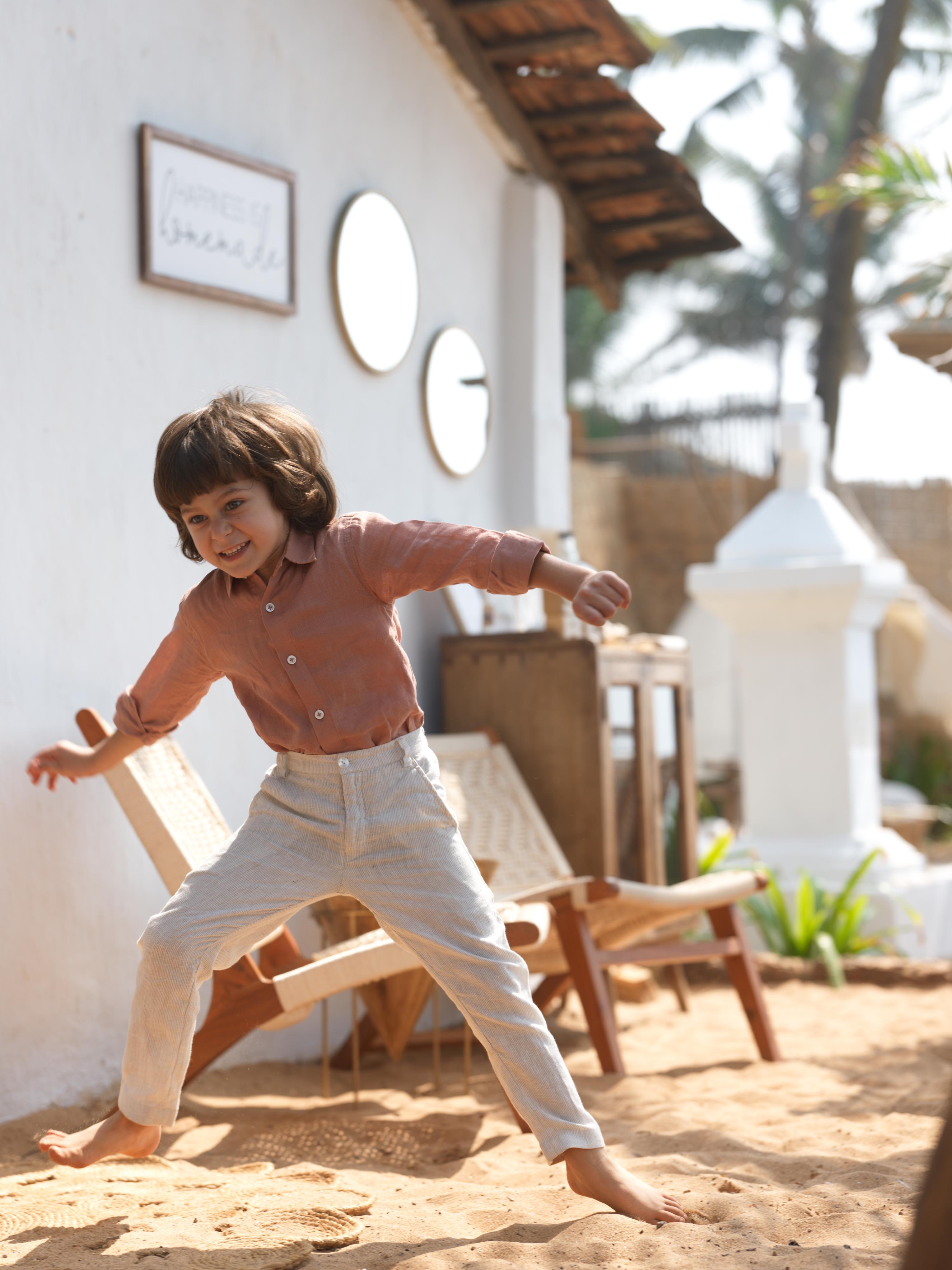 Boys Regular Collar Shirt Apricot