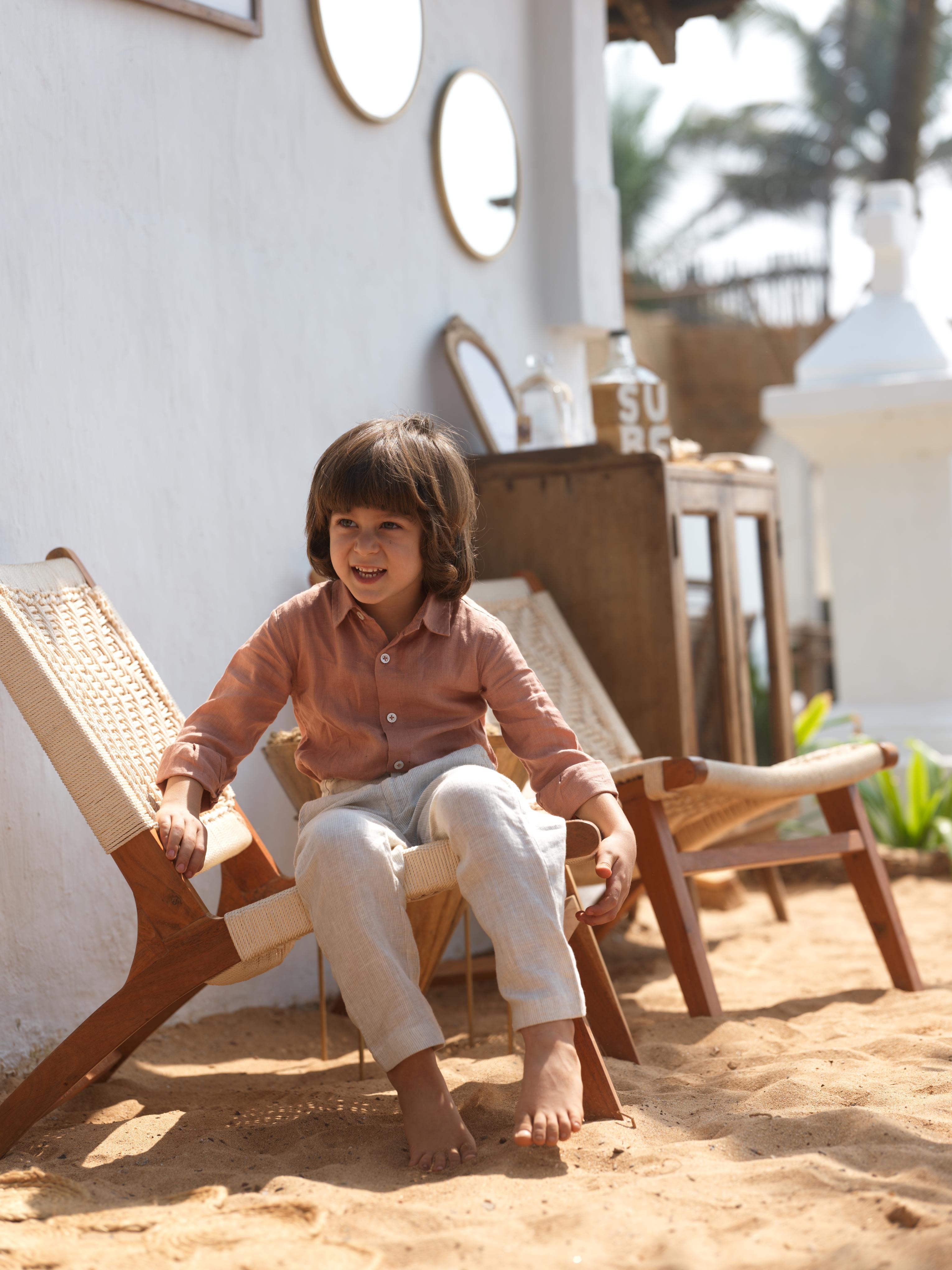 Boys Regular Collar Shirt Apricot