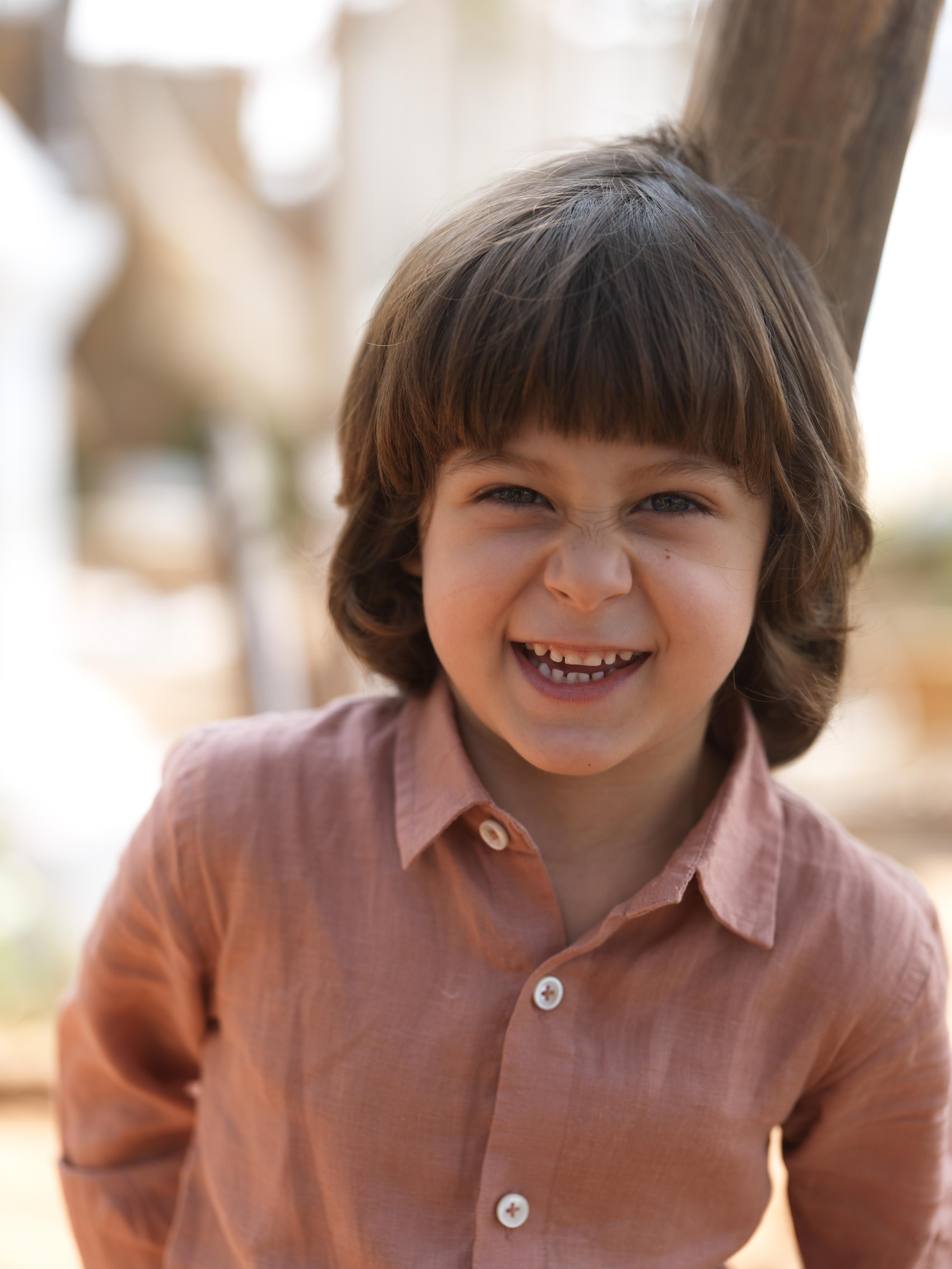 Boys Regular Collar Shirt Apricot