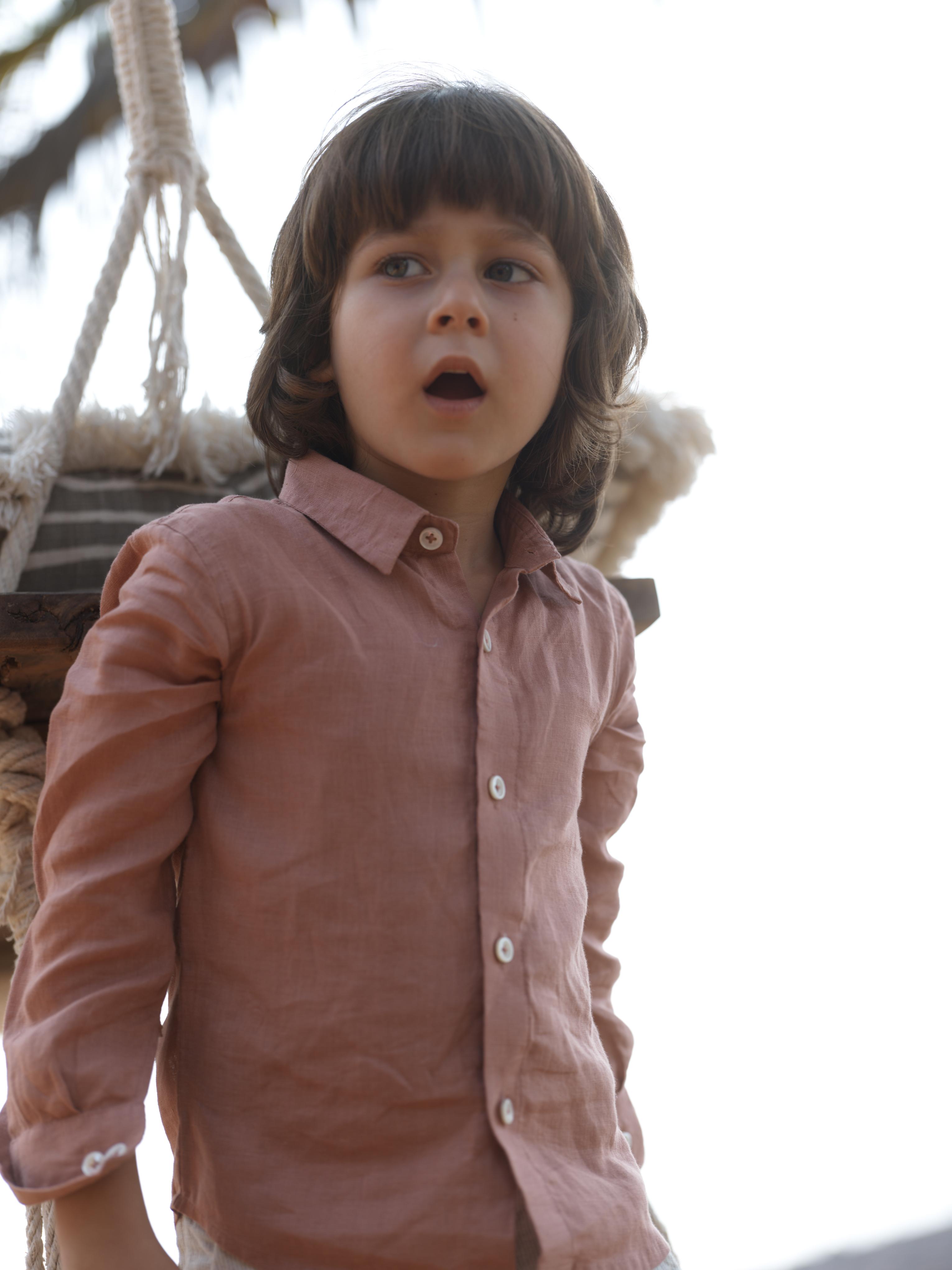 Boys Regular Collar Shirt Apricot