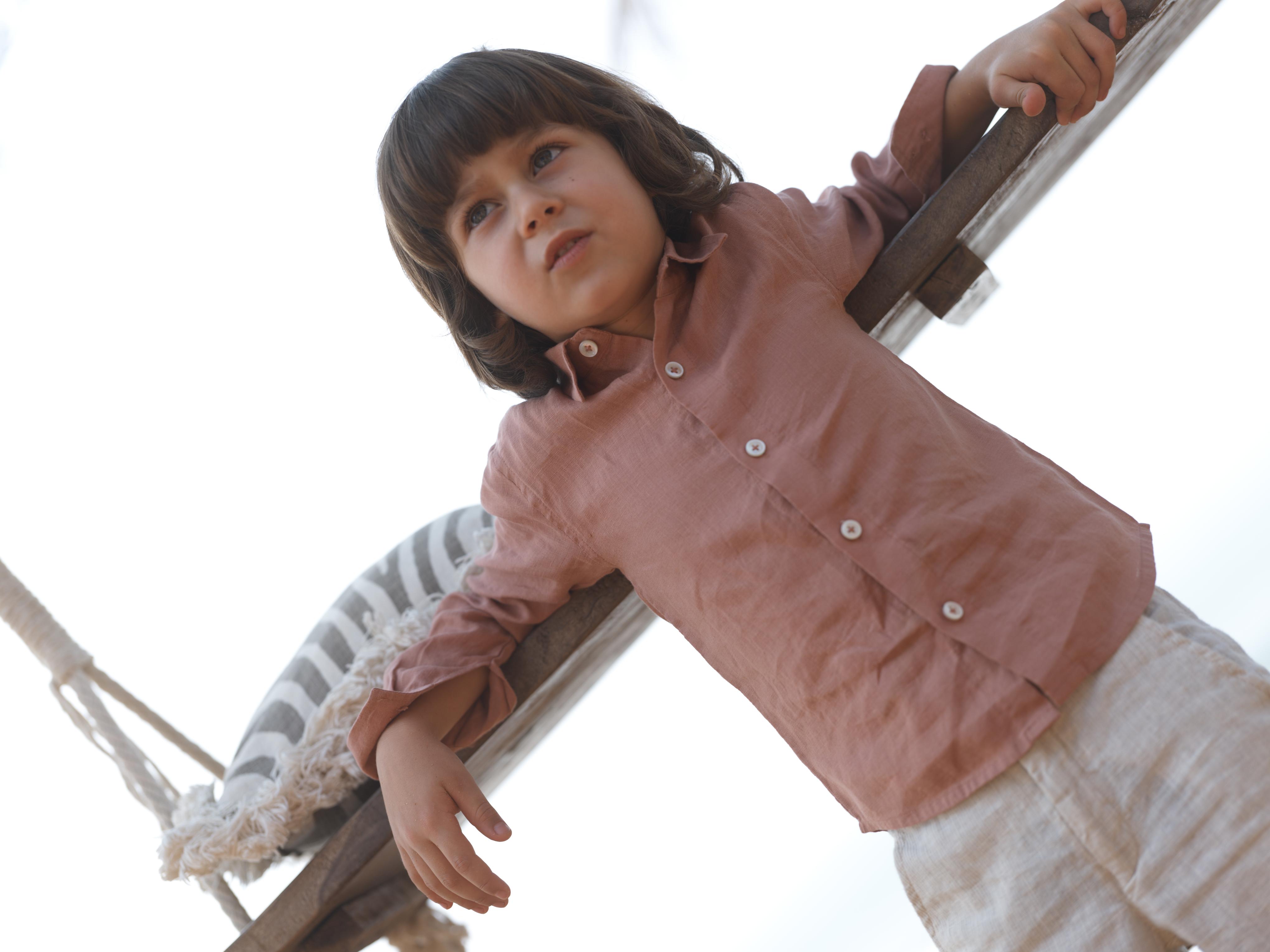 Boys Regular Collar Shirt Apricot