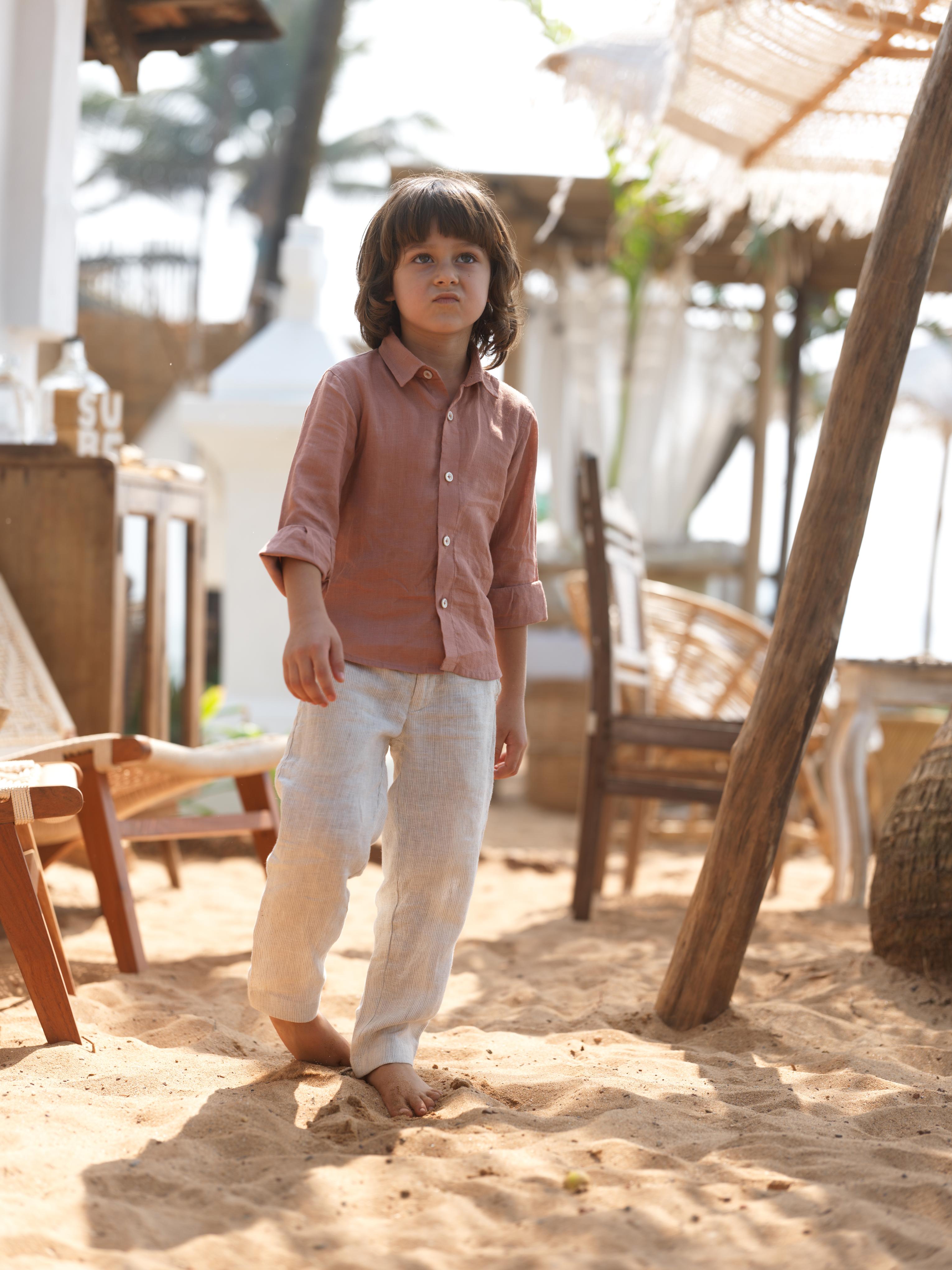 Boys Regular Collar Shirt Apricot