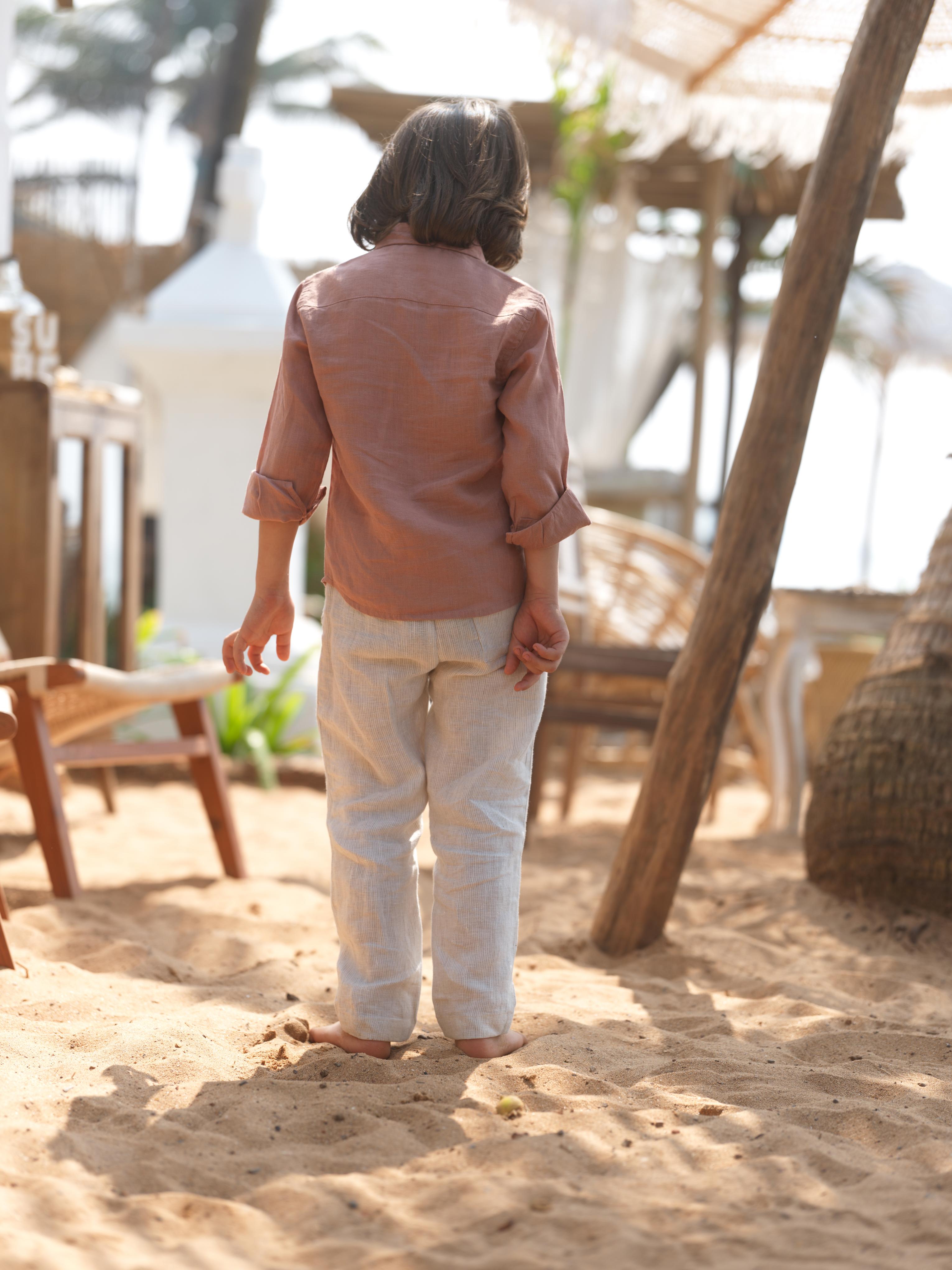 Boys Regular Collar Shirt Apricot