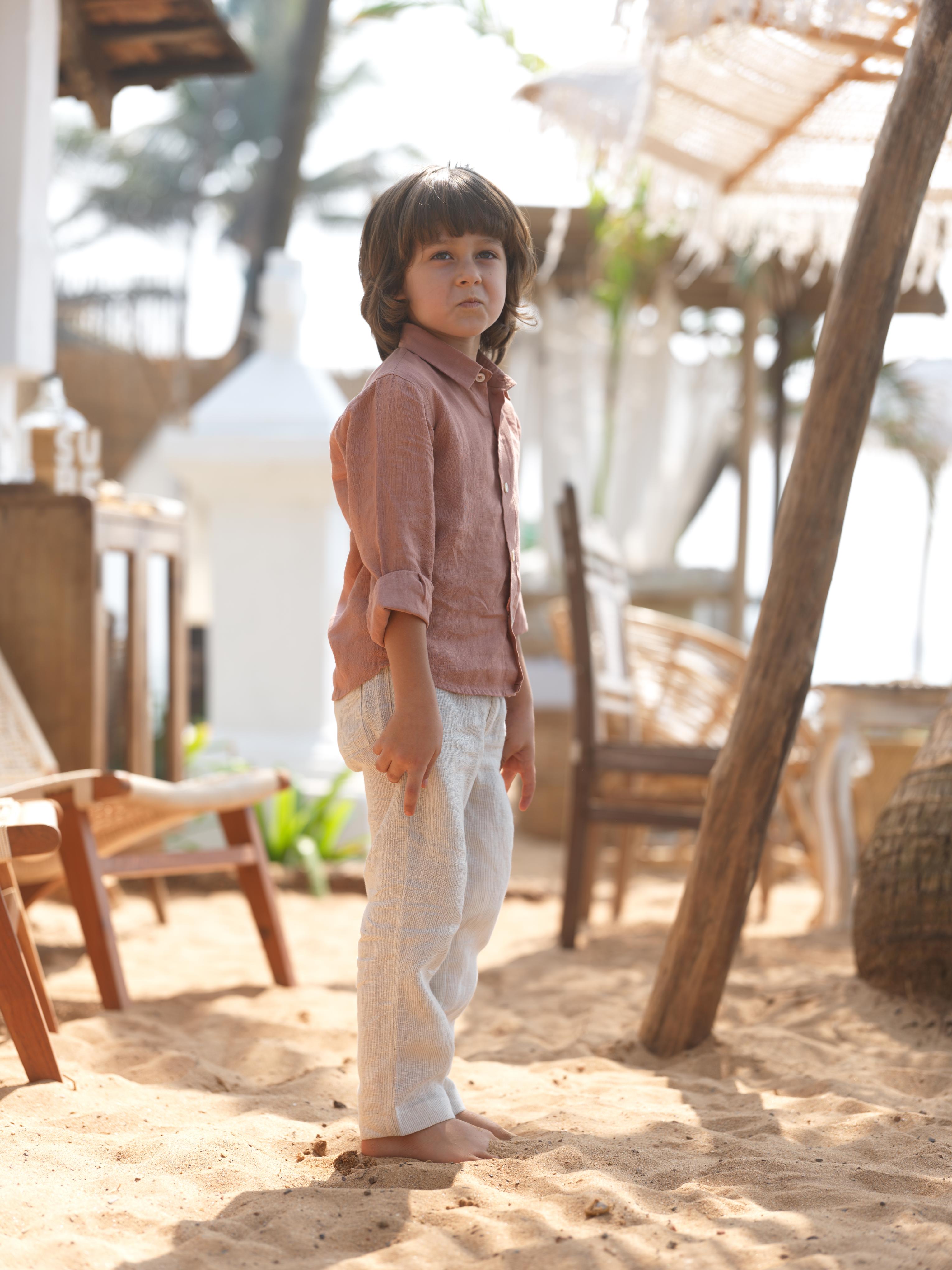 Boys Regular Collar Shirt Apricot