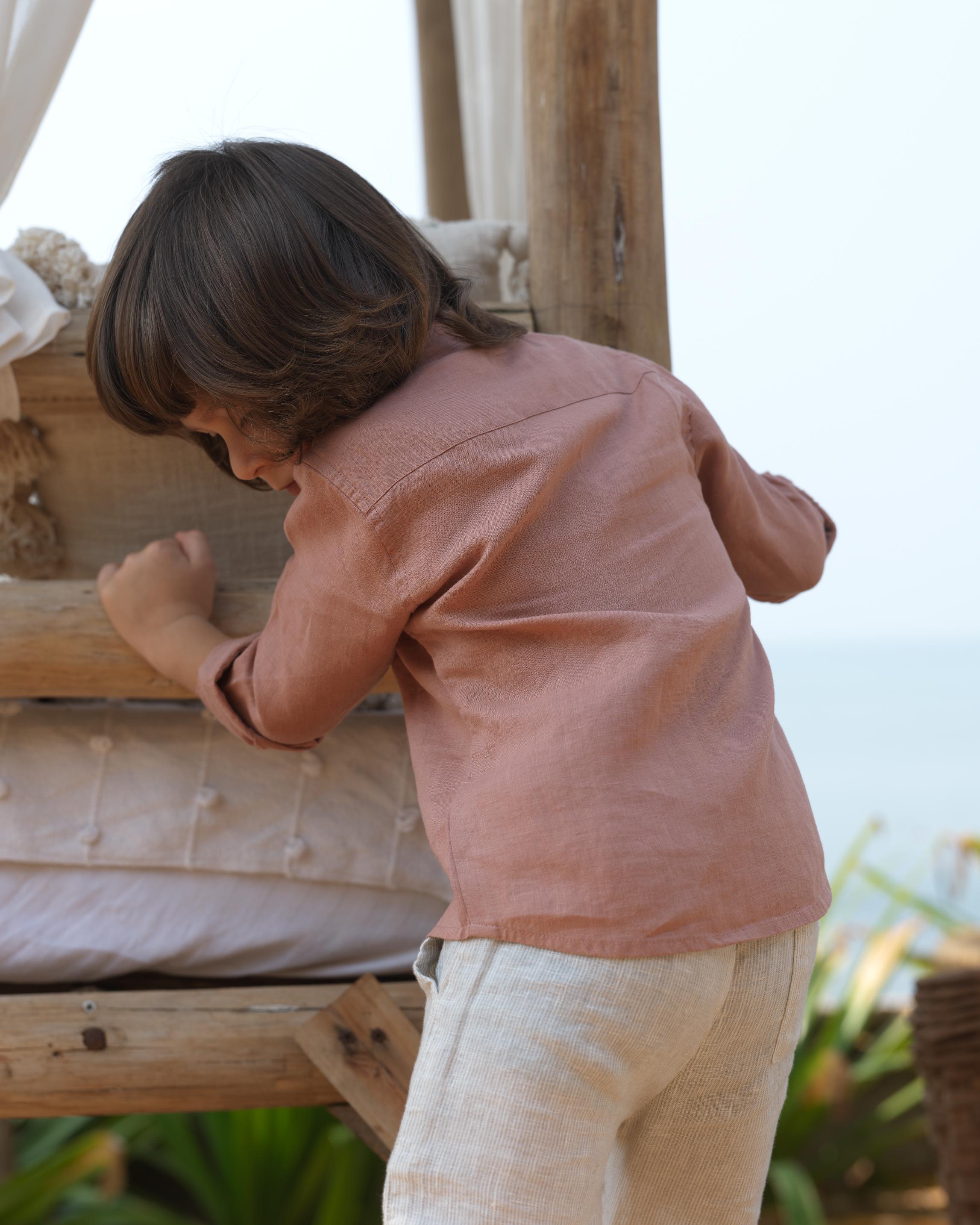 Boys Regular Collar Shirt Apricot