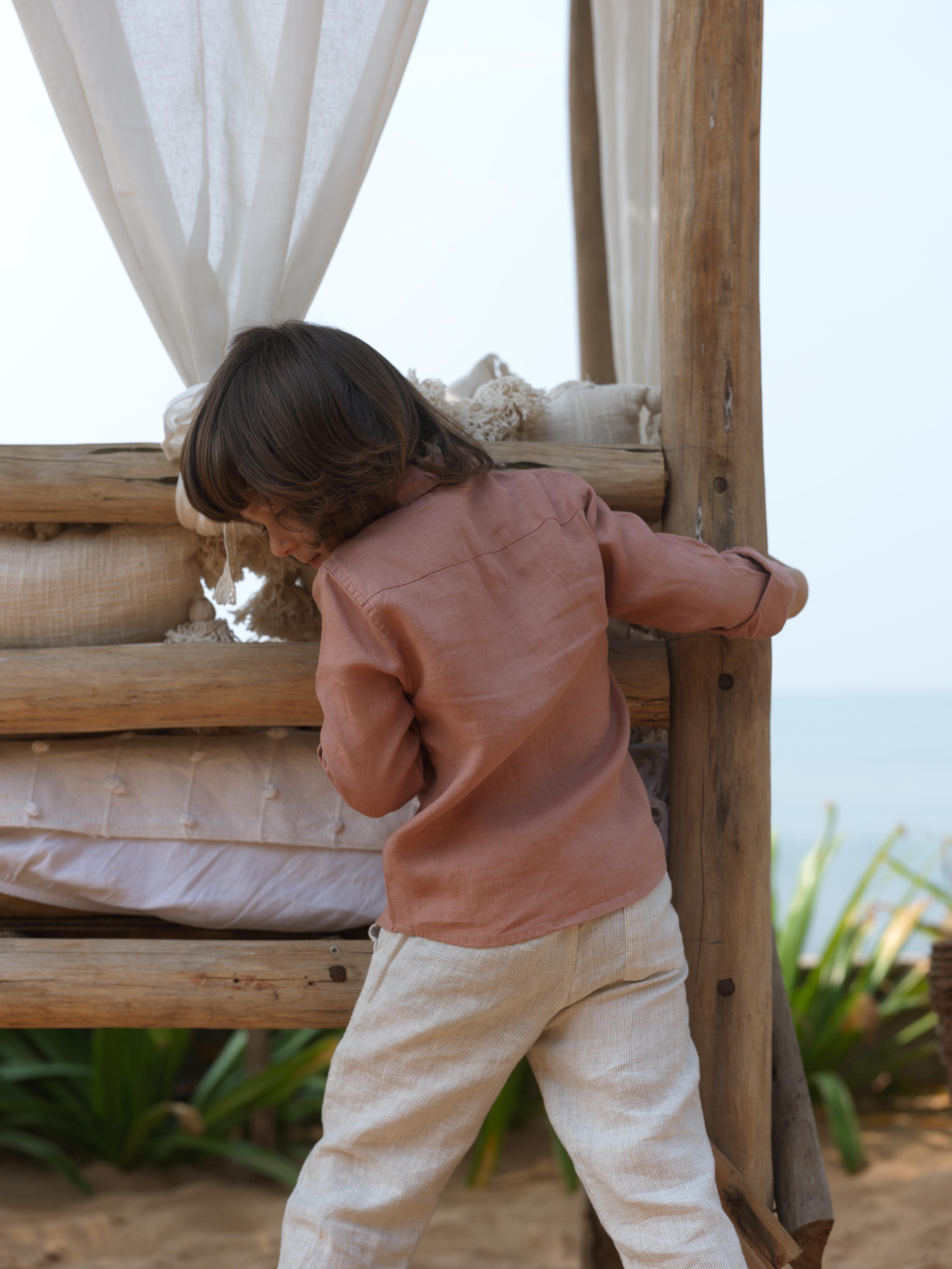 Boys Regular Collar Shirt Apricot