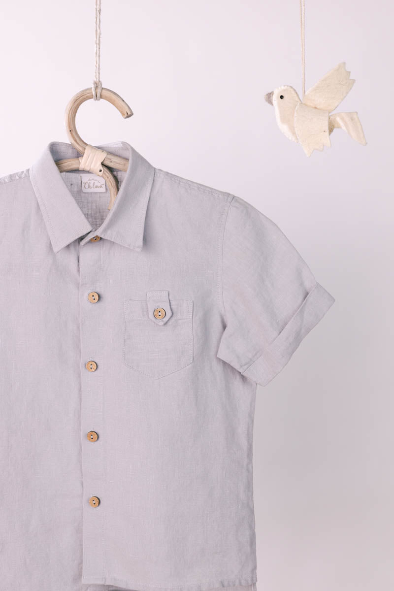 High Low Shirt With Capri Shorts Set - Chi Linen