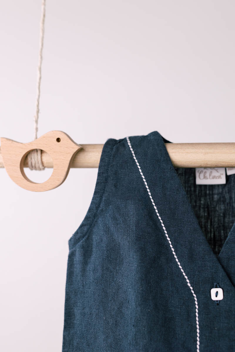V-Neck Detailed Frock - Chi Linen