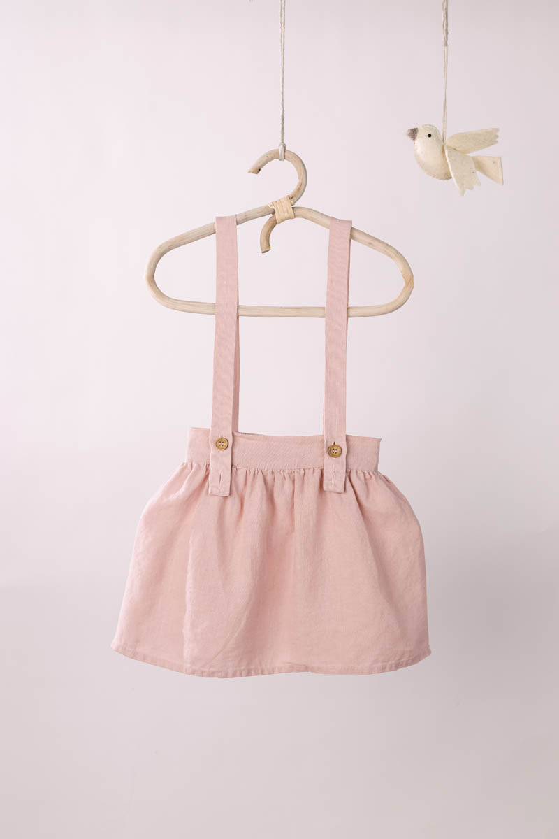 Suspender Skirt With Shirt Set - Chi Linen
