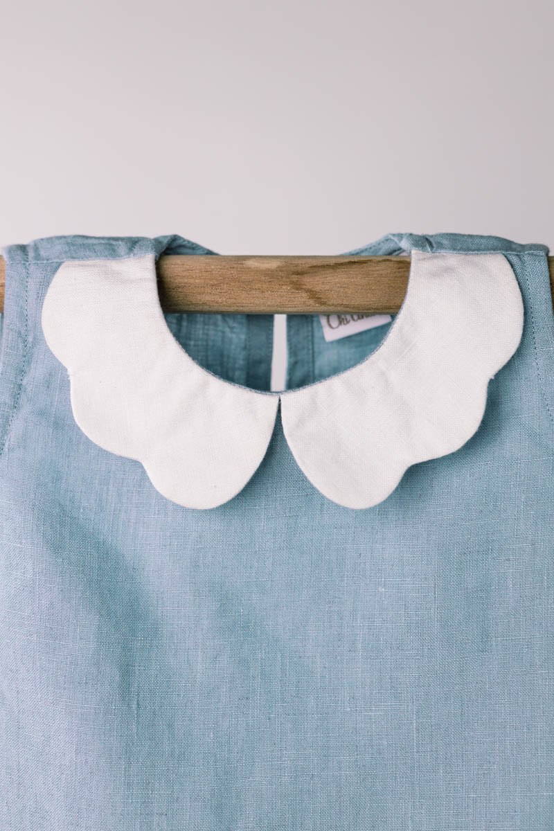 Peter-Pan Collar Top and Skorts Set - Chi Linen