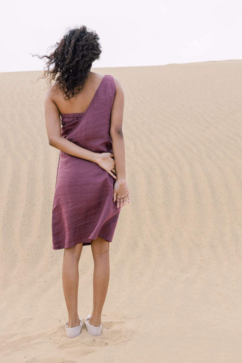 2 piece one shoulder dress - Chi Linen