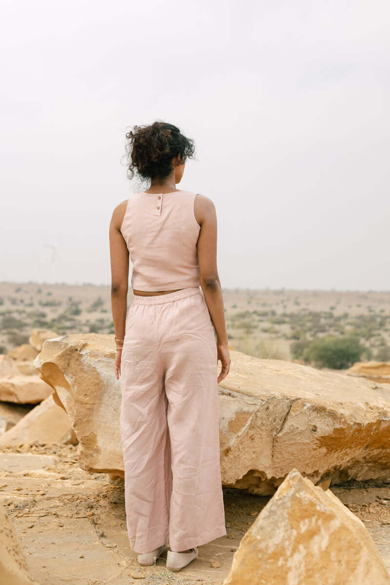 Crop top with slit trouser - Chi Linen