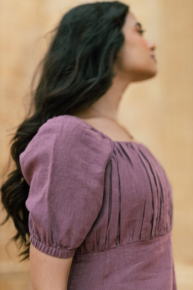 Puff sleeve casual dress - Chi Linen