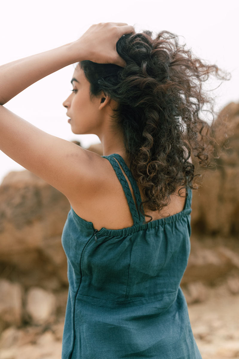Braided Strap Dress - Chi Linen